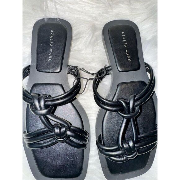 Azalea Wang Stetson Women's Black Knot Slip-On Sandals Size 7 Summer Travel - Picture 3 of 5